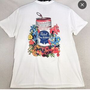 NWOT Pabst Blue Ribbon Offical Men's Beer Graphic White T-Shirt Size Large